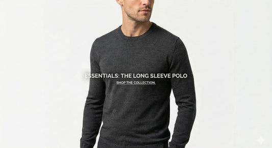 Hombre usando polo manga larga negro algodon premium invierno peru outfit oficina