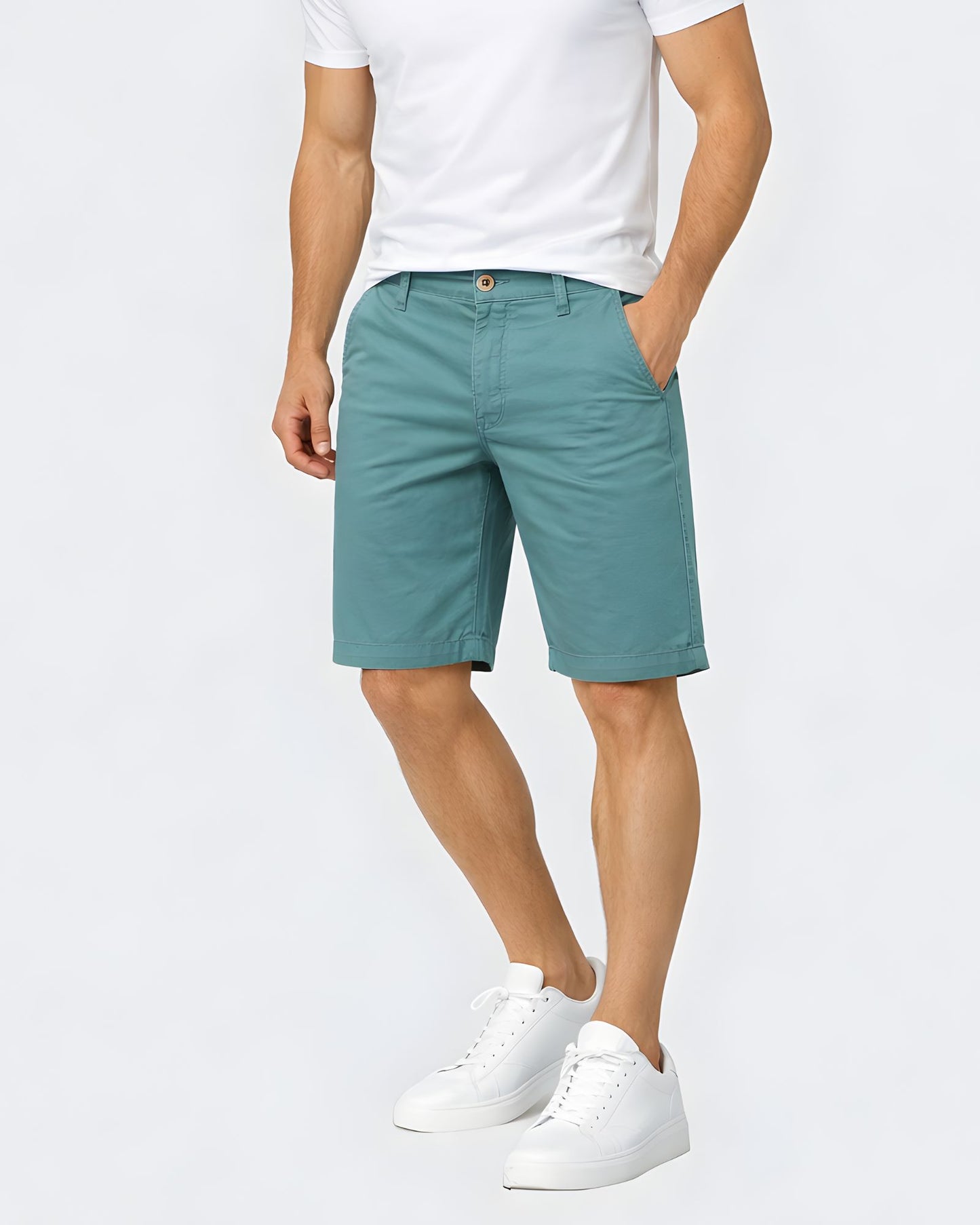 Hombre usando short drill hombre color DENIM bermuda verano outfit casual