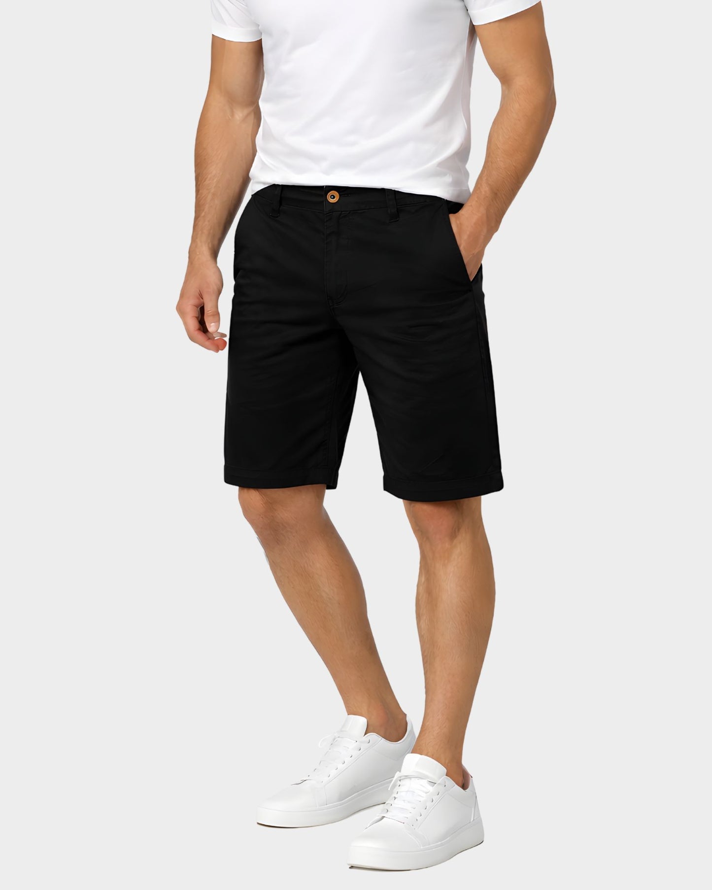 Hombre usando short drill hombre color NEGRO bermuda verano outfit casual