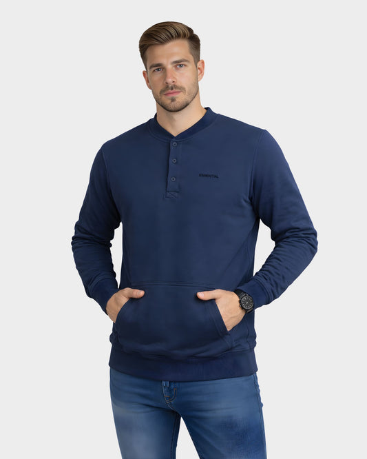 Polera Henley con Bolsillo (Sin Capucha) | Algodón Premium