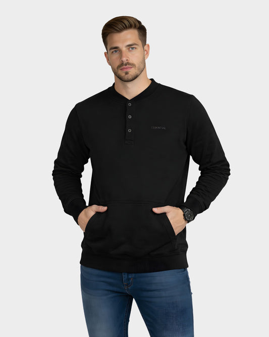 Polera Henley con Bolsillo (Sin Capucha) | Algodón Premium