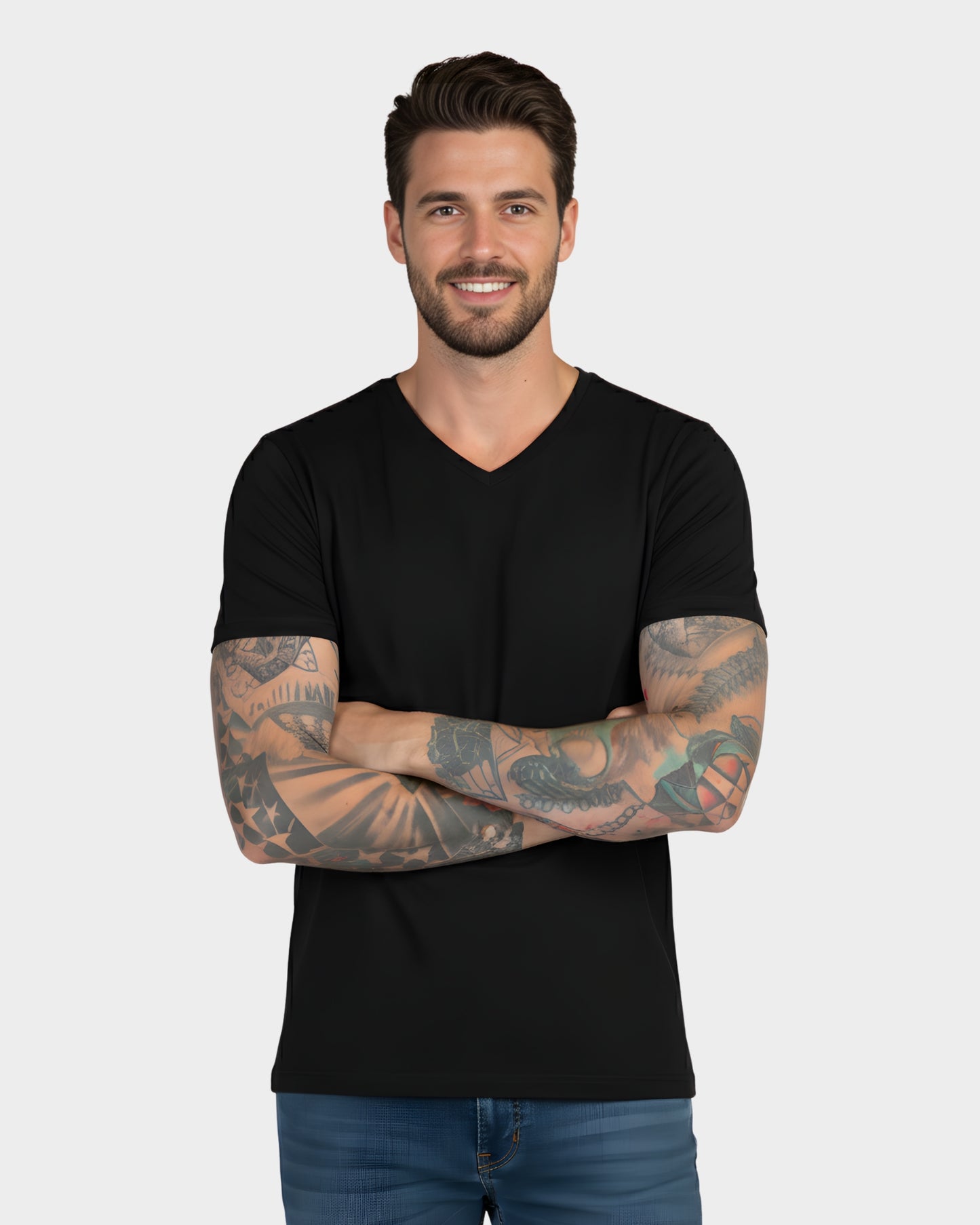 polo-basico-cuello-v-hombre-negro-frontal#Color_Negro