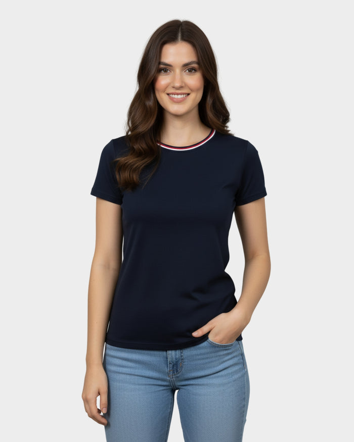 Polo con Ribete Tricolor Mujer