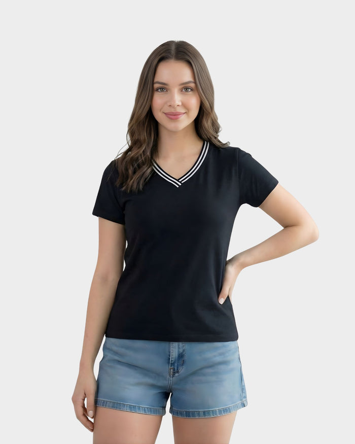 Polo Cuello V con Ribete Mujer